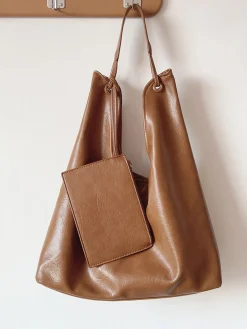 Elena Handbags Simple Leather Tote Bag