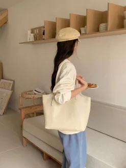 Elena Handbags Simple Leather Tote Bag
