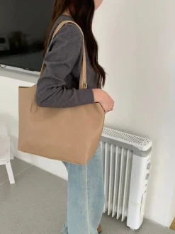Elena Handbags Simple Leather Tote Bag