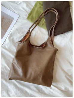 Elena Handbags Simple Leather Tote Bag