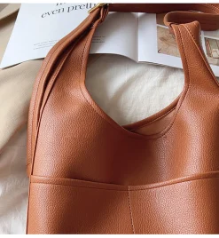 Elena Handbags Simple Leather Tote Bag