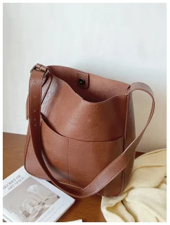 Elena Handbags Simple Leather Tote Bag