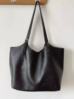 Elena Handbags Simple Leather Tote Bag