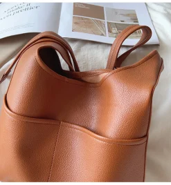 Elena Handbags Simple Leather Tote Bag