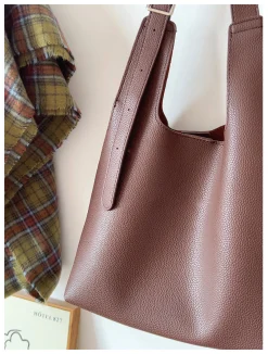 Elena Handbags Simple Leather Tote Bag