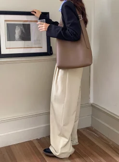 Elena Handbags Simple Leather Tote Bag