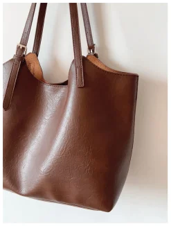 Elena Handbags Simple Leather Tote Bag