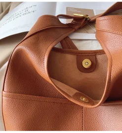 Elena Handbags Simple Leather Tote Bag