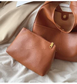 Elena Handbags Simple Leather Tote Bag