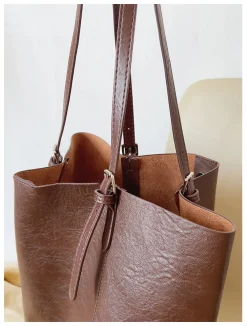 Elena Handbags Simple Leather Tote Bag