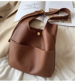 Elena Handbags Simple Leather Tote Bag