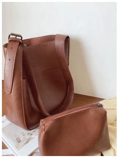 Elena Handbags Simple Leather Tote Bag