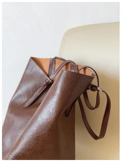 Elena Handbags Simple Leather Tote Bag