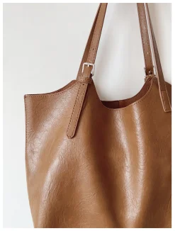 Elena Handbags Simple Leather Tote Bag