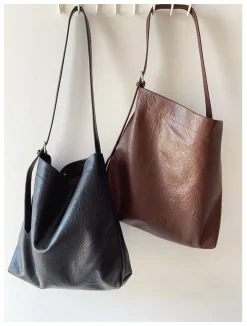 Elena Handbags Simple Leather Tote Bag