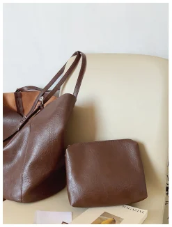 Elena Handbags Simple Leather Tote Bag
