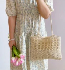 Elena Handbags Simple Retro Crochet Shoulder Bag