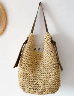 Elena Handbags Simple Straw Woven Shoulder Bag