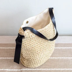Elena Handbags Simple Straw Woven Shoulder Bag