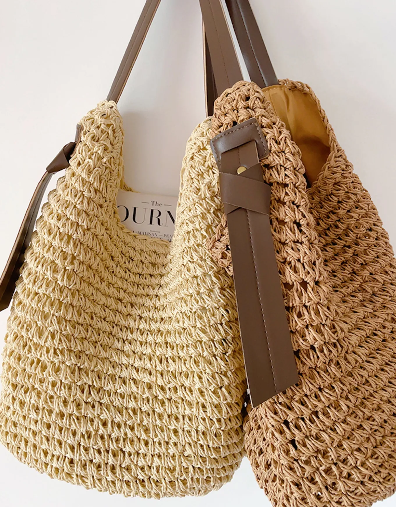 Elena Handbags Simple Straw Woven Shoulder Bag