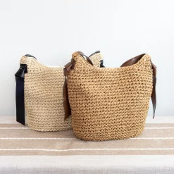 Elena Handbags Simple Straw Woven Shoulder Bag