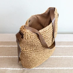 Elena Handbags Simple Straw Woven Shoulder Bag