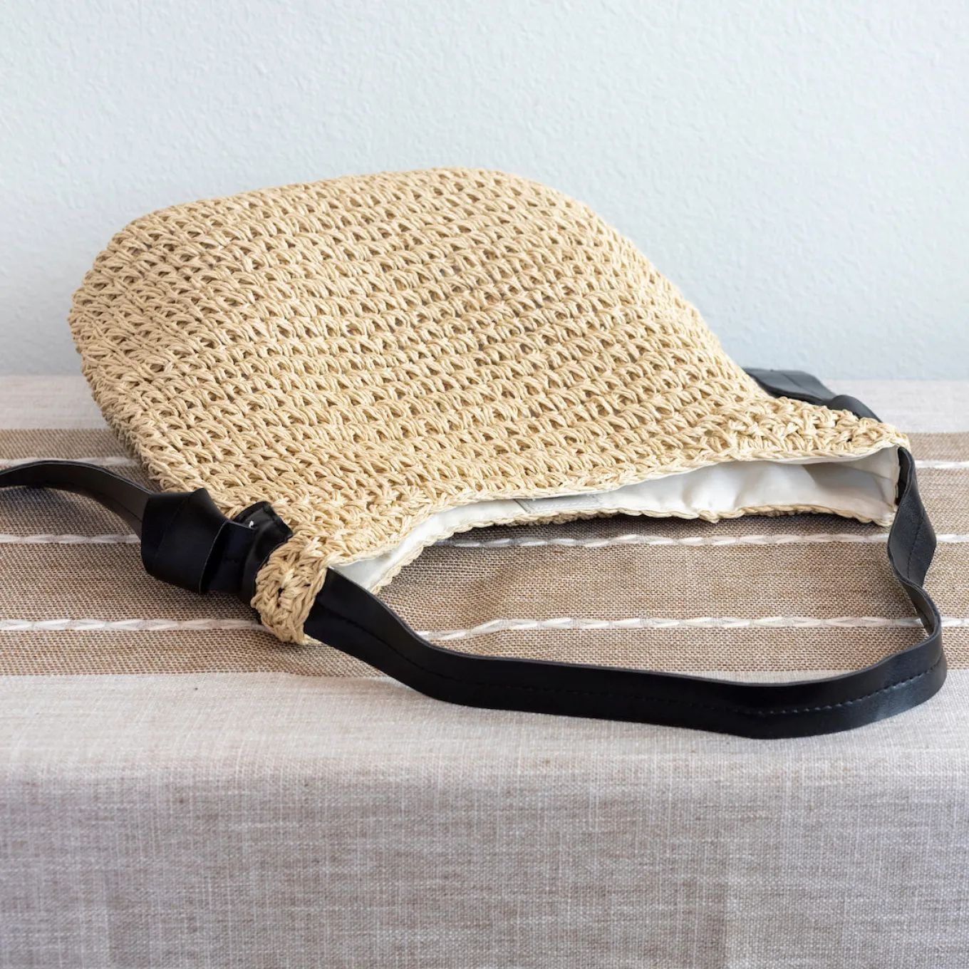 Elena Handbags Simple Straw Woven Shoulder Bag