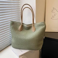 Elena Handbags Simple Straw Woven Summer Tote