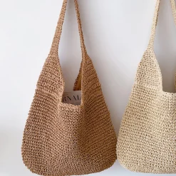 Elena Handbags Simple Straw Woven Shoulder Bag