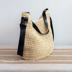 Elena Handbags Simple Straw Woven Shoulder Bag