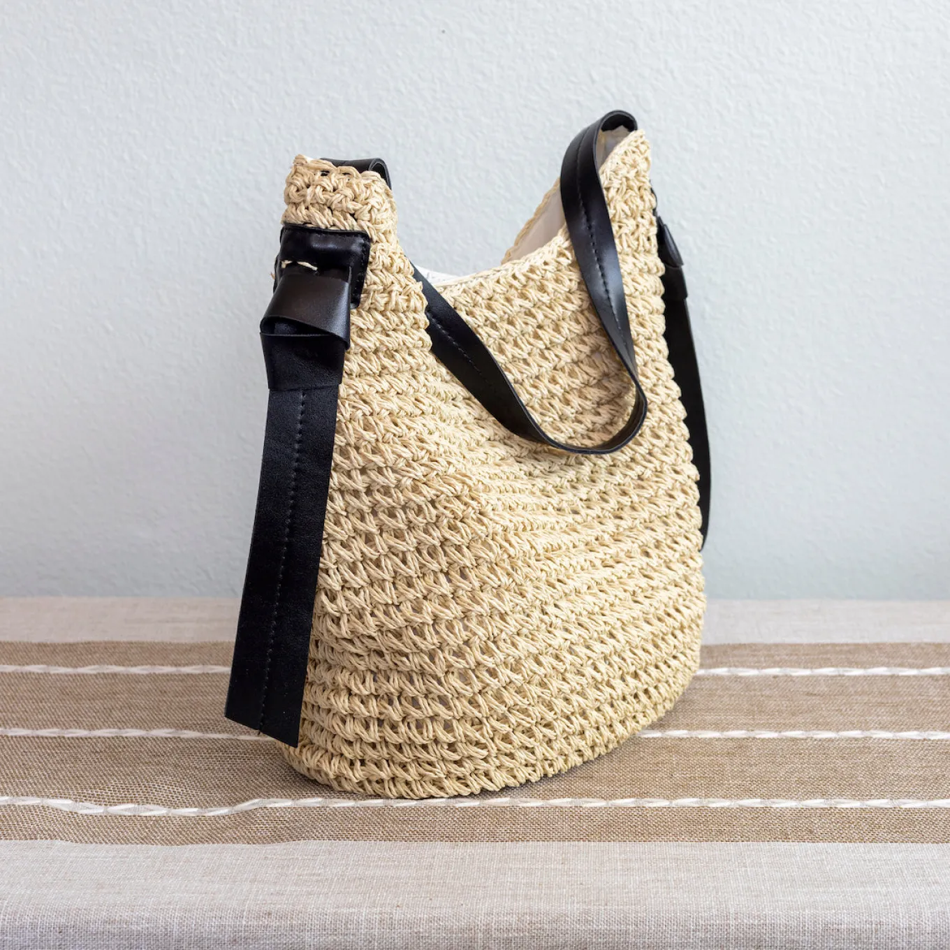 Elena Handbags Simple Straw Woven Shoulder Bag