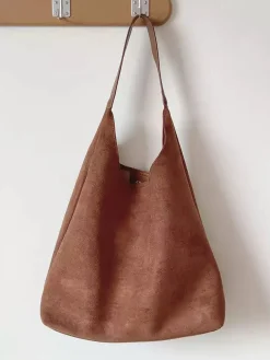 Elena Handbags Simple Suede Tote Bag