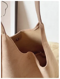 Elena Handbags Simple Suede Tote Bag