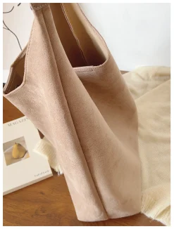 Elena Handbags Simple Suede Tote Bag