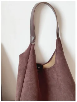 Elena Handbags Simple Suede Tote Bag