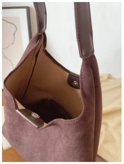 Elena Handbags Simple Suede Tote Bag