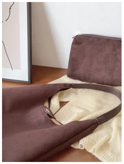 Elena Handbags Simple Suede Tote Bag