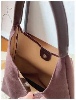 Elena Handbags Simple Suede Tote Bag