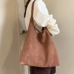 Elena Handbags Simple Suede Tote Bag