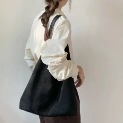 Elena Handbags Simple Suede Tote Bag