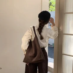 Elena Handbags Simple Suede Tote Bag