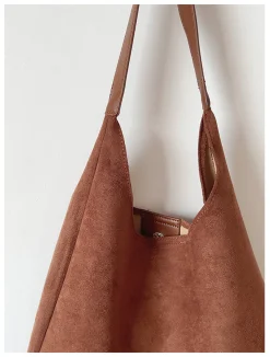 Elena Handbags Simple Suede Tote Bag