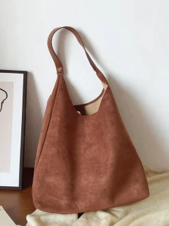 Elena Handbags Simple Suede Tote Bag