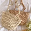 Elena Handbags Simple Woven Straw Tote Bag