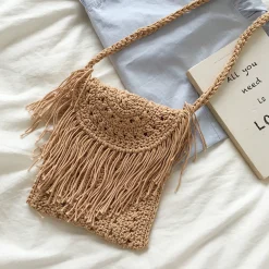 Elena Handbags Small Boho Beach Bag with Tassels