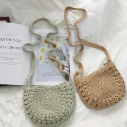 Elena Handbags Small Boho Cotton Knitted Shoulder Bag