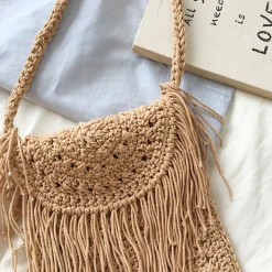 Elena Handbags Small Boho Beach Bag with Tassels