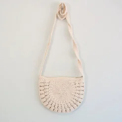 Elena Handbags Small Boho Cotton Knitted Shoulder Bag
