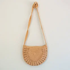 Elena Handbags Small Boho Cotton Knitted Shoulder Bag