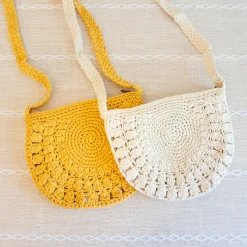 Elena Handbags Small Boho Cotton Knitted Shoulder Bag